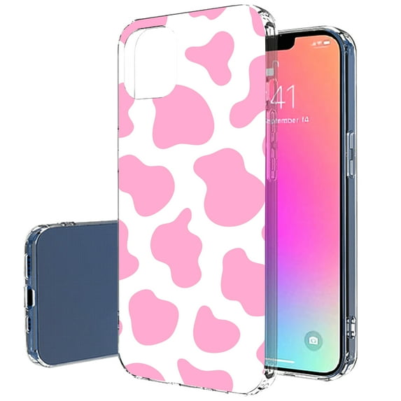 TalkingCase Slim Case for Apple iPhone 13 Mini, Cow Pattern Pink Print, Lightweight, Soft, USA