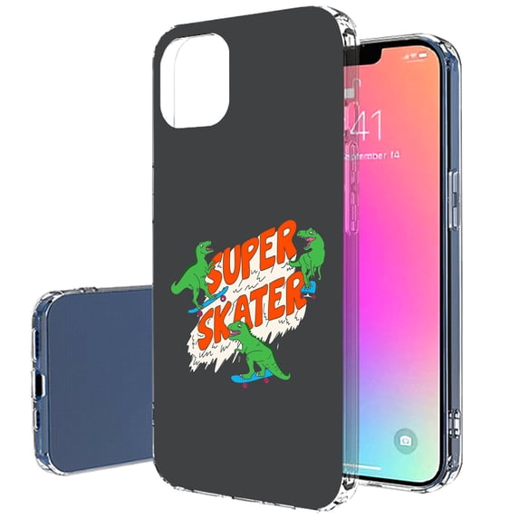 TalkingCase Slim Case for Apple iPhone 13 Mini, Dinosaur Skater Print, Lightweight, Soft, USA