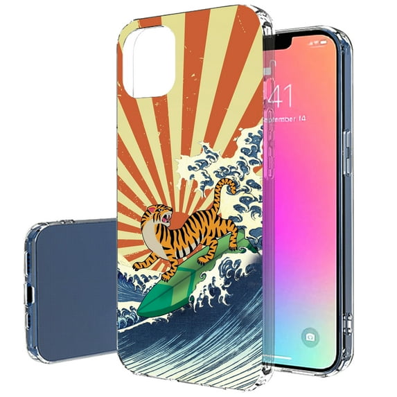 TalkingCase Slim Case for Apple iPhone 13 Mini, Japanese Surfing Print, Lightweight, Soft, USA