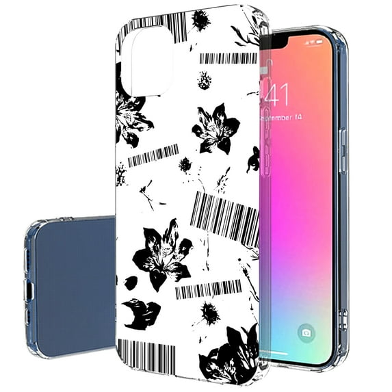 TalkingCase Slim Case for Apple iPhone 13 Mini, Lily Flower Black Print, Lightweight, Soft, USA