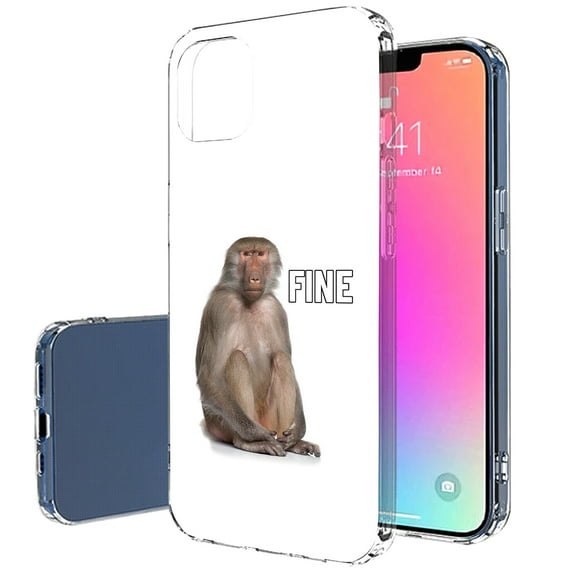 TalkingCase Slim Case for Apple iPhone 13 Mini, Meme Monkey Fine Print, Lightweight, Soft, USA