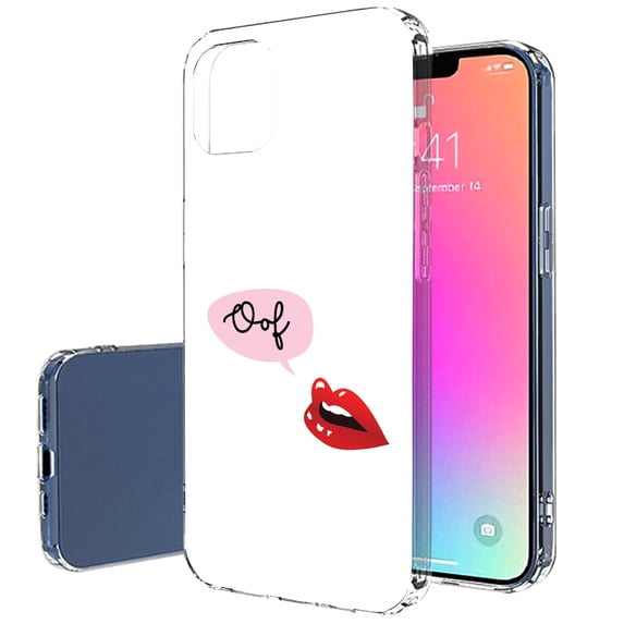 TalkingCase Slim Case for Apple iPhone 13 Mini, Oof Whisper Lips Print, Lightweight, Soft, USA