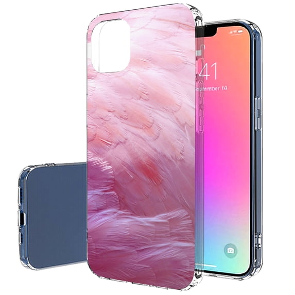 TalkingCase Slim Case for Apple iPhone 13 Mini, Pink Feather Print, Lightweight, Soft, USA
