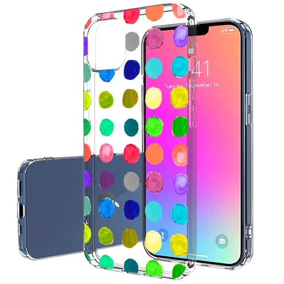 TalkingCase Slim Case for Apple iPhone 13 Mini, Polka Dot 15 Print, Lightweight, Soft, USA