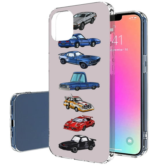 TalkingCase Slim Case for Apple iPhone 13 Mini, Vintage Cars 2 Print, Lightweight, Soft, USA
