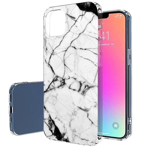 TalkingCase Slim Case for Apple iPhone 13 Pro Max, Blk White Marble 5 Print, Lightweight, Soft, USA