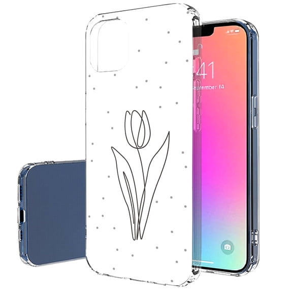 TalkingCase Slim Case for Apple iPhone 13 Pro Max, One Line Art Tulip Print, Lightweight, Soft, USA
