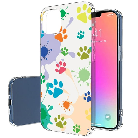 TalkingCase Slim Case for Apple iPhone 13 Pro Max, Paw Color Splat Print, Lightweight, Soft, USA