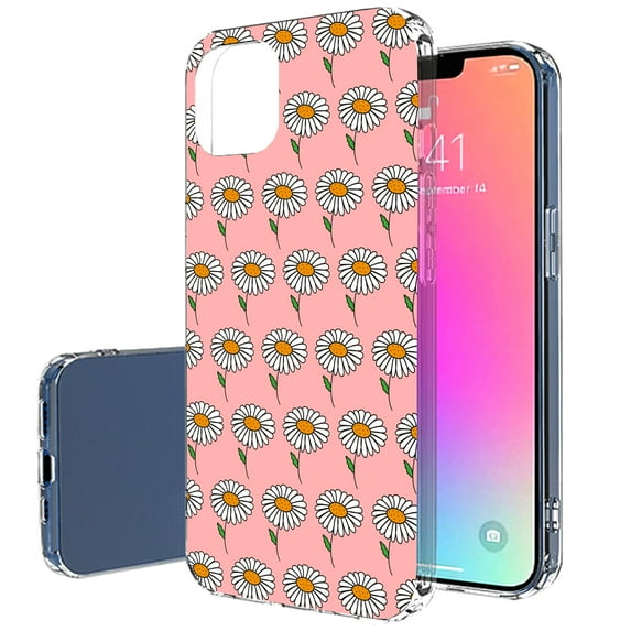 TalkingCase Slim Case for Apple iPhone 13 Pro Max, Pink Daisy Pattern Print, Lightweight, Soft, USA