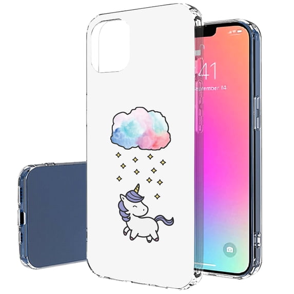 TalkingCase Slim Case for Apple iPhone 13 Pro Max, Unicorn Star Rain Print, Lightweight, Soft, USA