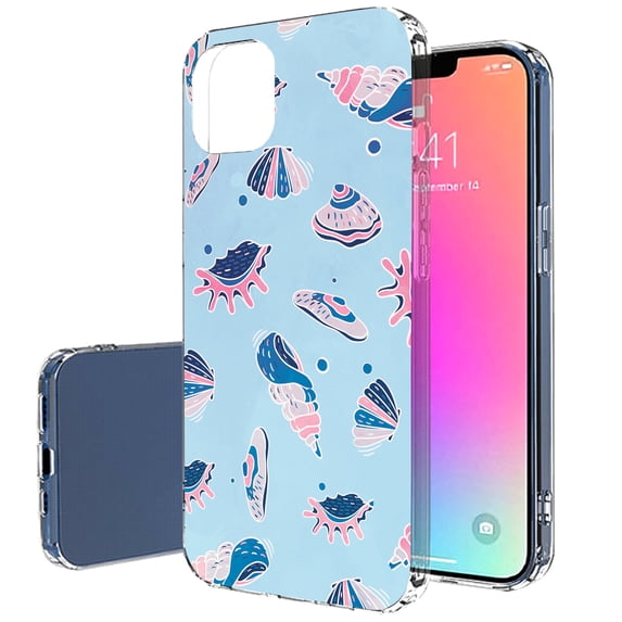 TalkingCase Slim Case for Apple iPhone 13, SeaShells and Clams Print, Lightweight, Soft, USA