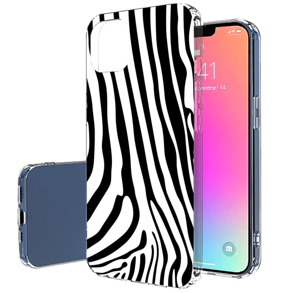 TalkingCase Slim Case for Apple iPhone 13, Zebra Stripe 3 Print, Lightweight, Soft, USA