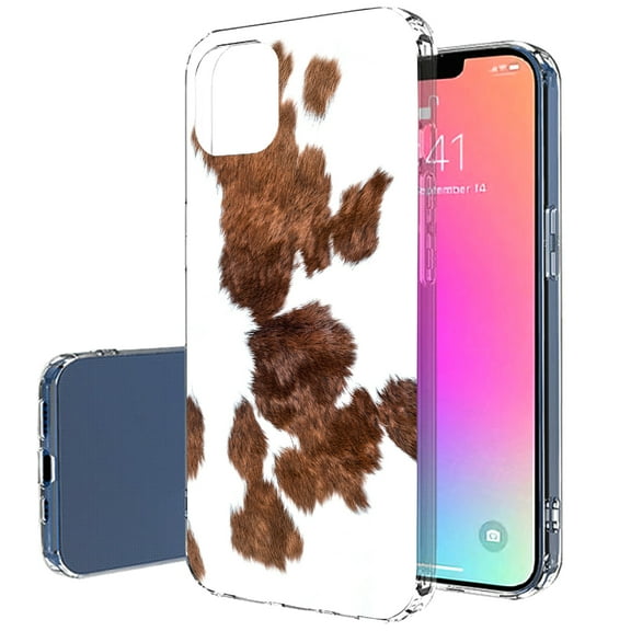TalkingCase Slim Case for Apple iPhone 14, Slim Thin Gel Tpu Cover, Cow Hide 1 Print, Light Weight, Flexible, Soft, Anti-Scratch, Printed in USA