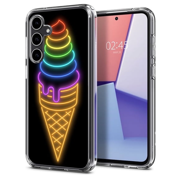 TalkingCase Slim Fit Phone Case Compatible for Samsung Galaxy S23 FE, Ice Cream Neon Sign Print, Military Grade Protection, Lightweight,Flexible, Print in USA
