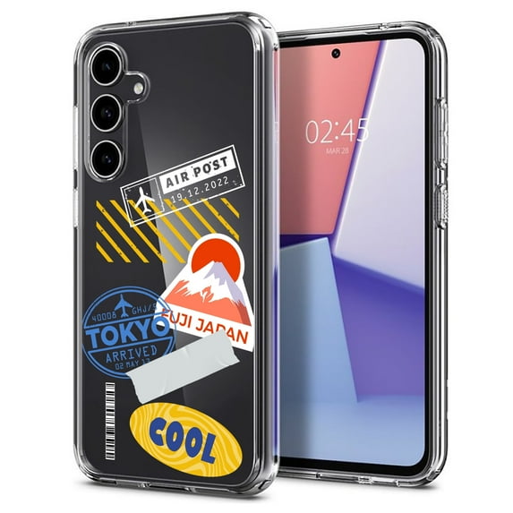 TalkingCase Slim Fit Phone Case Compatible for Samsung Galaxy S23 FE, Trendy Travel Stamps Print, Military Grade Protection, Lightweight,Flexible, Print in USA