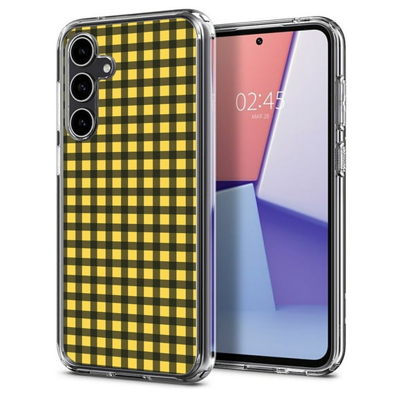 TalkingCase Slim Fit Phone Case Compatible for Samsung Galaxy S23 FE, Yellow Plaid Print, Military Grade Protection, Lightweight,Flexible, Print in USA