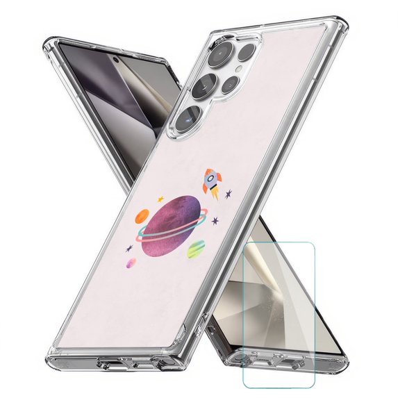 TalkingCase Slim Fit Phone Case Compatible for Samsung Galaxy S24 Ultra(Not S24, S24+ Plus), Alien Planet 17 Print, w/ Glass Screen Protector, Lightweight,Flexible, USA Print
