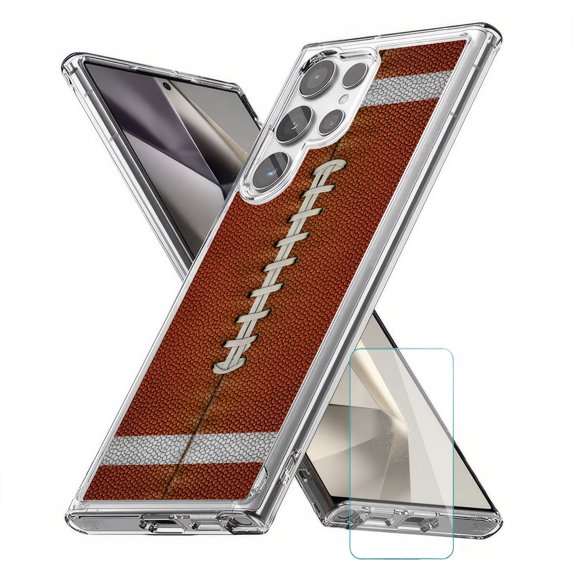 TalkingCase Slim Fit Phone Case Compatible for Samsung Galaxy S24 Ultra(Not S24, S24+ Plus), American Football Print, w/ Glass Screen Protector, Lightweight,Flexible, USA Print