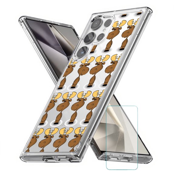 TalkingCase Slim Fit Phone Case Compatible for Samsung Galaxy S24 Ultra(Not S24, S24+ Plus), Defiant Moose Print, w/ Glass Screen Protector, Lightweight,Flexible, USA Print