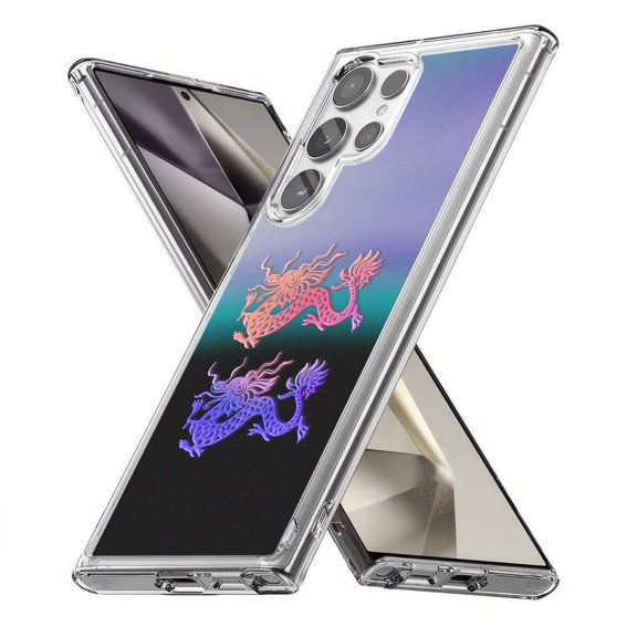 TalkingCase Slim Fit Phone Case Compatible for Samsung Galaxy S24 Ultra(Not S24, S24+ Plus), Dragon Pair Design 1 Print, Lightweight,Flexible, USA Print
