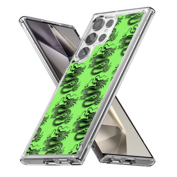 TalkingCase Slim Fit Phone Case Compatible for Samsung Galaxy S24 Ultra(Not S24, S24+ Plus), Green Dragon Pattern Print, Lightweight,Flexible, USA Print