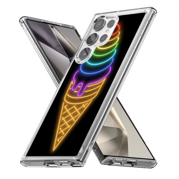 TalkingCase Slim Fit Phone Case Compatible for Samsung Galaxy S24 Ultra(Not S24, S24+ Plus), Ice Cream Neon Sign Print, Lightweight,Flexible, USA Print