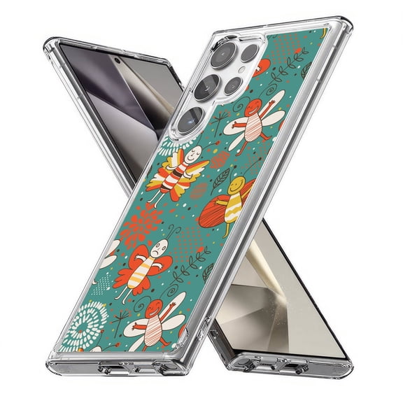 TalkingCase Slim Fit Phone Case Compatible for Samsung Galaxy S24 Ultra(Not S24, S24+ Plus), Orange Dragonfly Bug Print, Lightweight,Flexible, USA Print