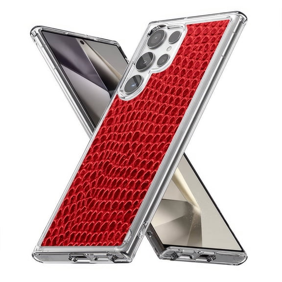 TalkingCase Slim Fit Phone Case Compatible for Samsung Galaxy S24 Ultra(Not S24, S24+ Plus), Red Leather Texture Print, Lightweight,Flexible, USA Print