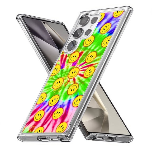 TalkingCase Slim Fit Phone Case Compatible for Samsung Galaxy S24 Ultra(Not S24, S24+ Plus), Tie Dye Smiley Face Print, Lightweight,Flexible, USA Print