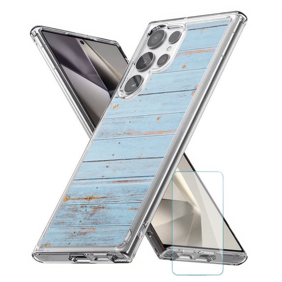 TalkingCase Slim Fit Phone Case Compatible for Samsung Galaxy S24 Ultra(Not S24, S24+ Plus), Wood Grain 17 Print, w/ Glass Screen Protector, Lightweight,Flexible, USA Print