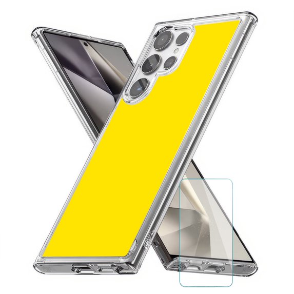 TalkingCase Slim Fit Phone Case Compatible for Samsung Galaxy S24 Ultra(Not S24, S24+ Plus), Yellow Print, w/ Glass Screen Protector, Lightweight,Flexible, USA Print