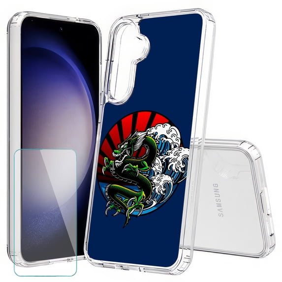 TalkingCase Slim Fit Phone Case Compatible for Samsung Galaxy S25+ Plus(Not S25/ S25 Ultra), Japanese Dragon Print, w/ Glass Screen Protector, Lightweight,Flexible, USA Print