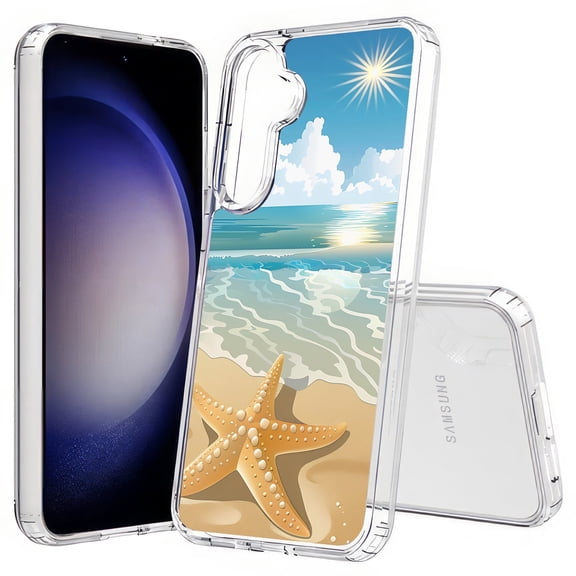 TalkingCase Slim Fit Phone Case Compatible for Samsung Galaxy S25+ Plus(Not S25/ S25 Ultra), Starfish Sand Beach Print, Lightweight,Flexible, USA Print