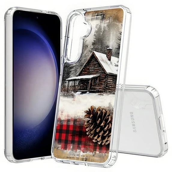 TalkingCase Slim Fit Phone Case Compatible for Samsung Galaxy S25+ Plus(Not S25/ S25 Ultra), Winter Snow Cabin 3 Print, Lightweight,Flexible, USA Print