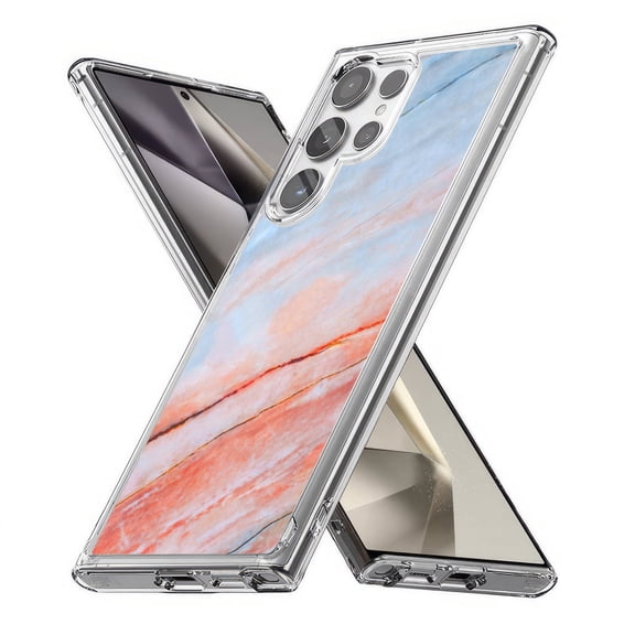 TalkingCase Slim Fit Phone Case Compatible for Samsung Galaxy S24 Ultra(Not S24, S24+ Plus), Blue Red Marble Print, Lightweight,Flexible, USA Print