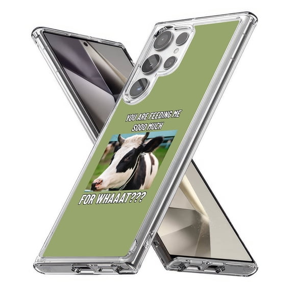 TalkingCase Slim Fit Phone Case Compatible for Samsung Galaxy S24 Ultra(Not S24, S24+ Plus), Funny Meme Cow Print, Lightweight,Flexible, USA Print