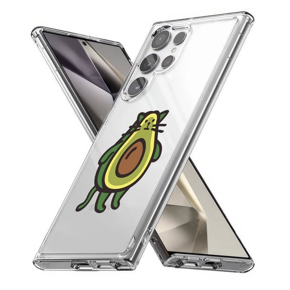 TalkingCase Slim Fit Phone Case Compatible for Samsung Galaxy S24 Ultra(Not S24, S24+ Plus), Green Cat Avocado Print, Lightweight,Flexible, USA Print