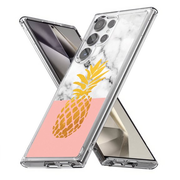 TalkingCase Slim Fit Phone Case Compatible for Samsung Galaxy S24 Ultra(Not S24, S24+ Plus), Pineaple Marble Print, Lightweight,Flexible, USA Print