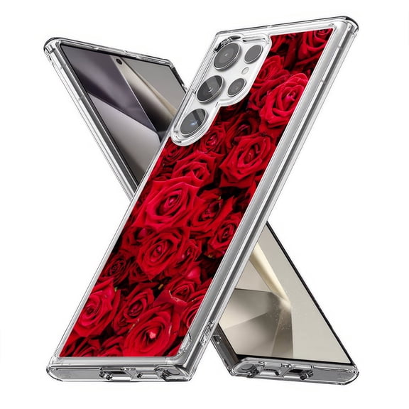 TalkingCase Slim Fit Phone Case Compatible for Samsung Galaxy S24 Ultra(Not S24, S24+ Plus), Red Rose Bush Print, Lightweight,Flexible, USA Print