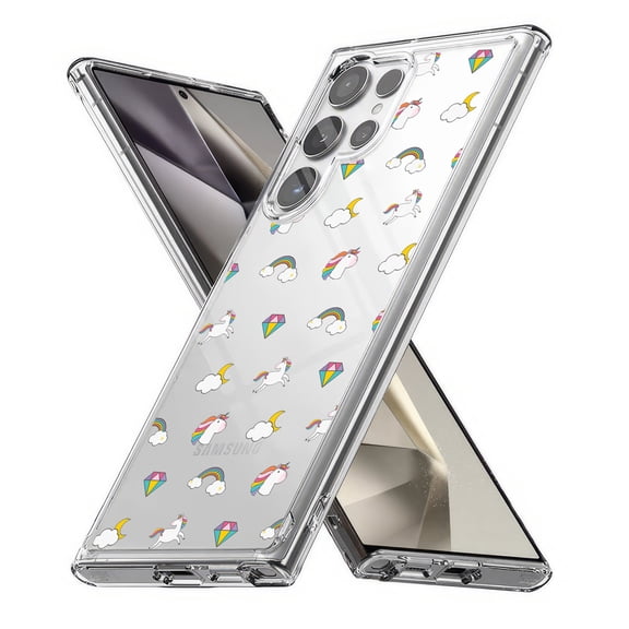 TalkingCase Slim Fit Phone Case Compatible for Samsung Galaxy S24 Ultra(Not S24, S24+ Plus), Unicorn on Clear Print, Lightweight,Flexible, USA Print