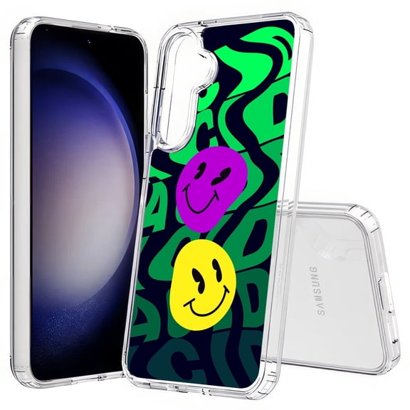 TalkingCase Slim Fit Phone Case Compatible for Samsung Galaxy S25(Not S25+ Plus/Ultra), Acid Smiley Face Print, Lightweight,Flexible, USA Print