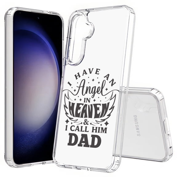 TalkingCase Slim Fit Phone Case Compatible for Samsung Galaxy S25(Not S25+ Plus/Ultra), Angel Dad in Heaven Print, Lightweight,Flexible, USA Print
