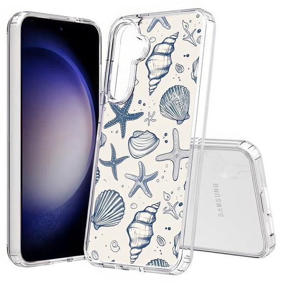 TalkingCase Slim Fit Phone Case Compatible for Samsung Galaxy S25(Not S25+ Plus/Ultra), Blue Sea Shells Print, Lightweight,Flexible, USA Print