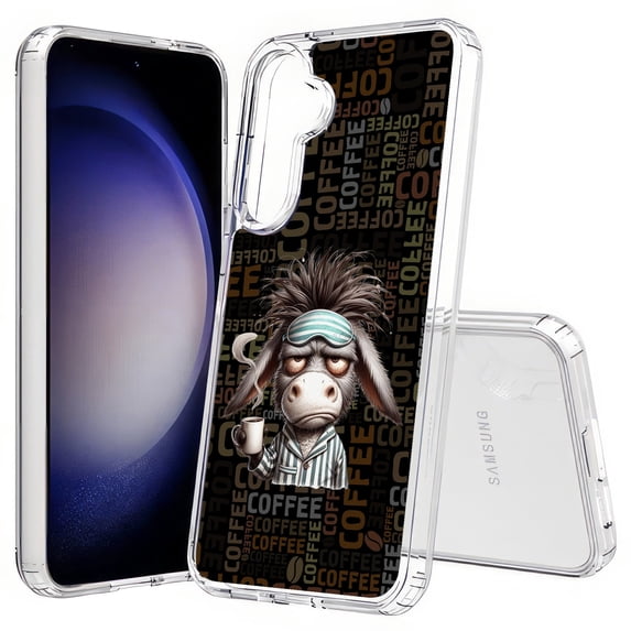 TalkingCase Slim Fit Phone Case Compatible for Samsung Galaxy S25(Not S25+ Plus/Ultra), Grumpy Coffee Donkey Print, Lightweight,Flexible, USA Print