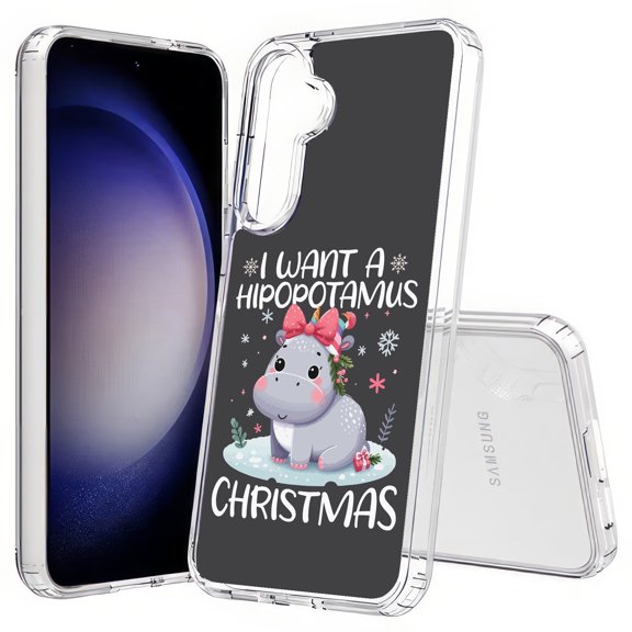 TalkingCase Slim Fit Phone Case Compatible for Samsung Galaxy S25(Not S25+ Plus/Ultra), Hippo for Xmas 4 Print, Lightweight,Flexible, USA Print