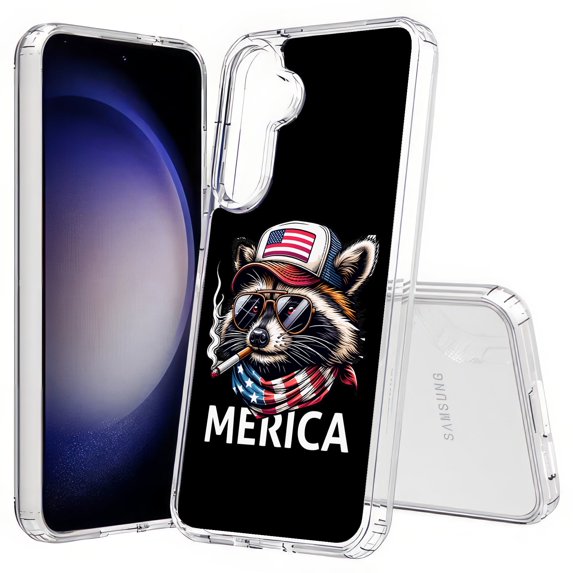TalkingCase Slim Fit Phone Case Compatible for Samsung Galaxy S25(Not S25+ Plus/Ultra), Patriotic Raccoon Print, Lightweight,Flexible, USA Print
