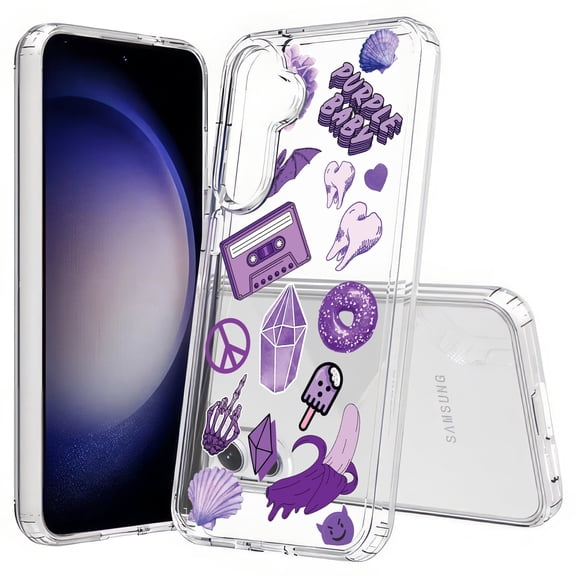 TalkingCase Slim Fit Phone Case Compatible for Samsung Galaxy S25(Not S25+ Plus/Ultra), Purple Donut Print, Lightweight,Flexible, USA Print