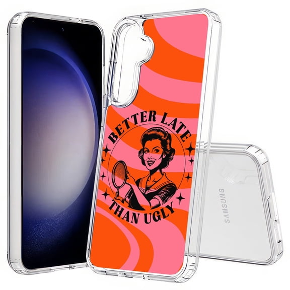 TalkingCase Slim Fit Phone Case Compatible for Samsung Galaxy S25(Not S25+ Plus/Ultra), Retro Late Than Ugly Print, Lightweight,Flexible, USA Print