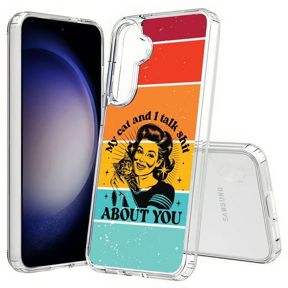 TalkingCase Slim Fit Phone Case Compatible for Samsung Galaxy S25(Not S25+ Plus/Ultra), Retro My Cat and I Print, Lightweight,Flexible, USA Print