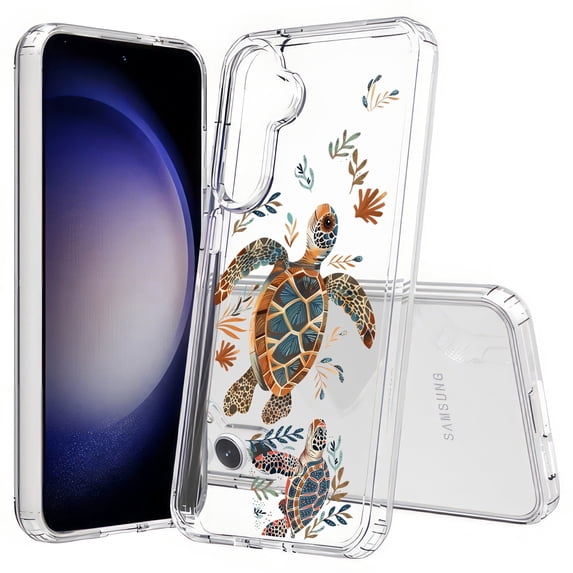 TalkingCase Slim Fit Phone Case Compatible for Samsung Galaxy S25(Not S25+ Plus/Ultra), Sea Turtle Folk Art Print, Lightweight,Flexible, USA Print